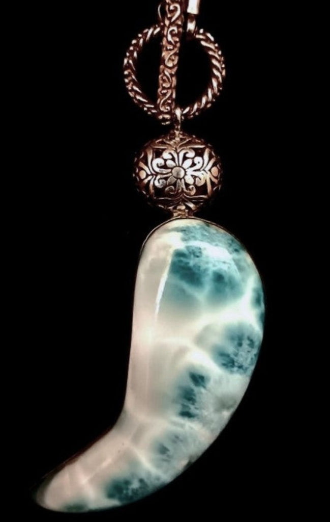 25mmx85mm SS Larimar Pepper Necklace w/Pendant