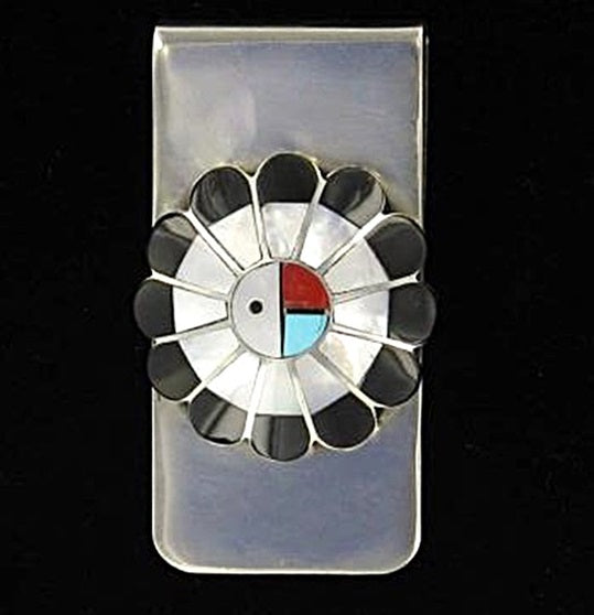 Zuni Sun Face Multi-Stone Inlay Money Clip