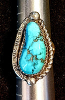 SS Turq. Nugget Stamp Ring-