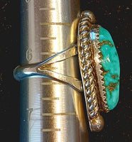 SS Turq. Nugget Stamp Ring-