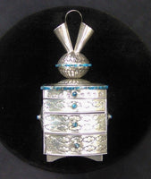 Navajo SS Turquoise Gemstone Wedding Vase Box