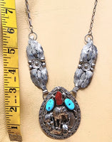Four stone Looking Wolf Silver necklace