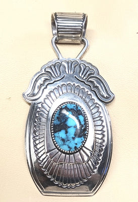 Heavy Sterling Silver Turquoise Pendant