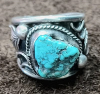 Rough Stone Turquoise ring size-9.75