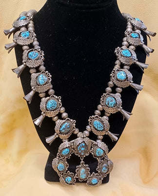 20 Turquoise Stone Silver Naja Squash Blossom