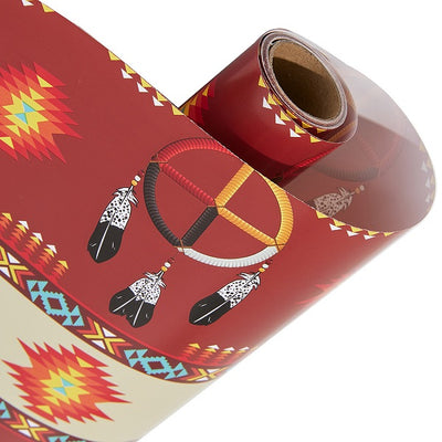 Gift Wrap Paper - Red/Med Wheel/Feather