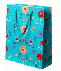 Gift Bag Med - Floral Turquoise