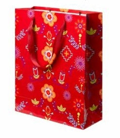 Gift Bag Med - Floral Red