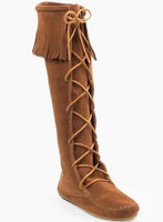 Women's Front Lace Knee High Boot - Brown