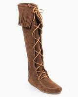 Women's Front Lace Knee High Boot - Dusty Brown