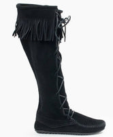 Women's Front Lace Knee High Boot - Black