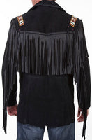 Fringed/Beaded Black Leather Jacket