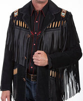 Fringed/Beaded Black Leather Jacket