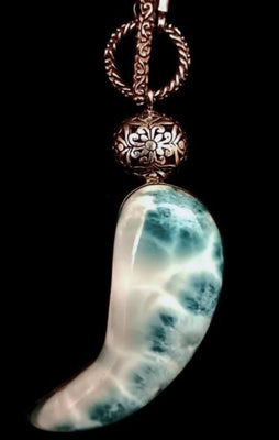 25mmx85mm SS Larimar Pepper Necklace w/Pendant