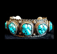 Heavy 5 Stone Turquoise Cuff