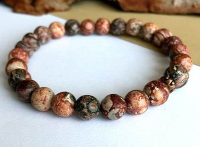 Leopard Jasper Stretch Bracelet - 8mm Round