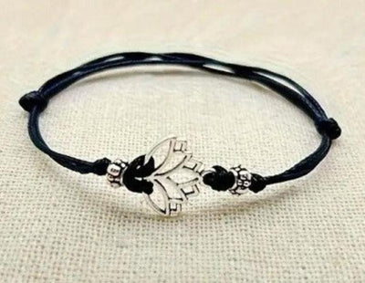 Lotus Flower Waxed Cord Bracelet