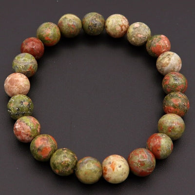 Unakite Stretch Bracelet - 8mm Round