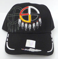 Native Medicine Wheel Cap - Black