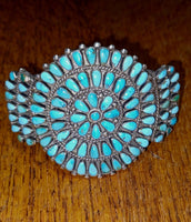 Navajo Silver Petit Point Turquoise Cuff