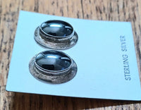 SS Hemitite Oval Studs