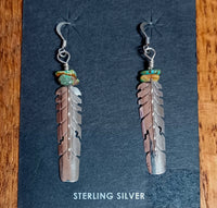 37mm Silver Feather/Turquoise Earring