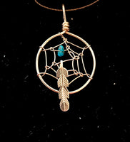 Silver Dream Catcher w/Feather/Turquoise