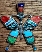 48mm SS Inlay Butterfly Turq/Spiny Oyster Pend