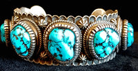 Heavy 5 Stone Turquoise Cuff