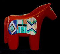 Gemstone Inlayed Pipestone Horse