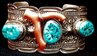 Kingman 3 Turq/Coral Cuff