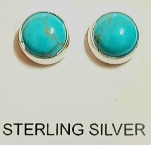 6mm Silver Turquoise Stud Earrings