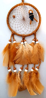 4" Dream Catcher - Lt Brown w/Obsidian Arrowhead