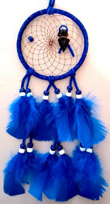 4" Dream Catcher - Blue w/Obsidian Arrowhead