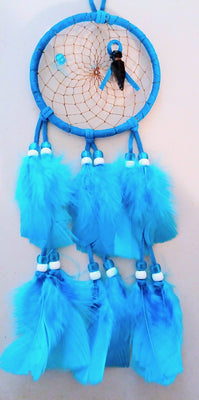 4" Dream Catcher - Med Blue w/Obsidian Arrowhead