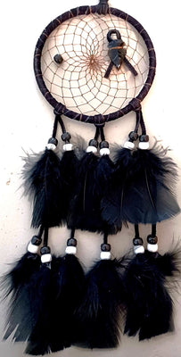 4" Dream Catcher - Black w/Obsidian Arrowhead