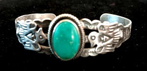 Oval Turquoise Thunderbird Cuff