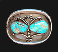 SS 2-Stone Turquoise Vintage Belt Buckle