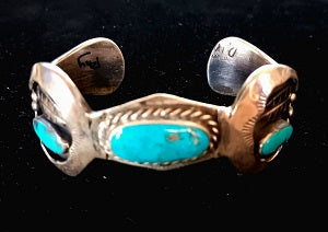 Vintage Turquoise with Feather Cuff