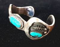 Vintage Turquoise with Feather Cuff