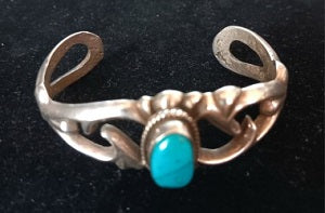 Sandcast Oval Turquoise Cuff