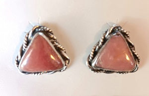 19x19mm Rhodonite Triangle Earrings