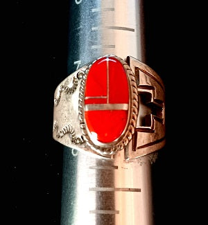 SS Lined Coral Ring-