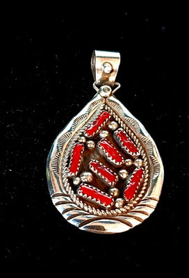 Tear Drop Seven Branch Coral Pendant