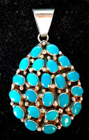 SS Tear Drop 23 Oval Turquoise Stone Pendant