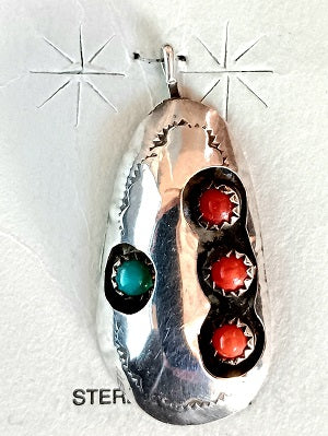 SS Turquoise Coral Dot Pendant