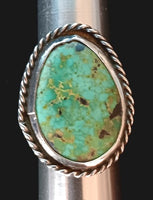 SS Rope Oval Turquoise Ring