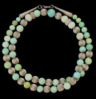 Round Turquoise Silver Melon Beads 26"inch