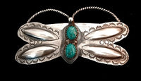 Turquoise Butterfly Stamped Hair Barrette