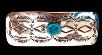 Oval Turquoise Stamped Hair Barrette